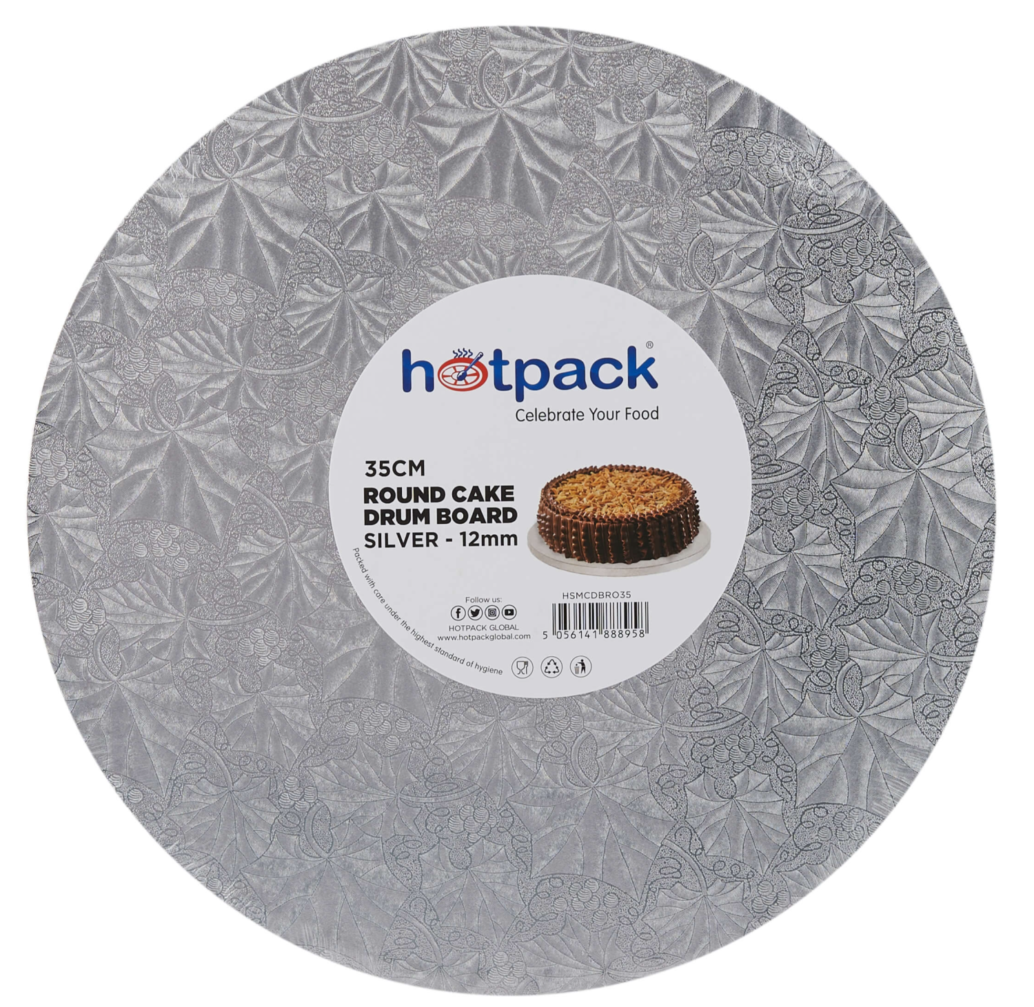 Cake Drum Board Round Silver 1 Piece