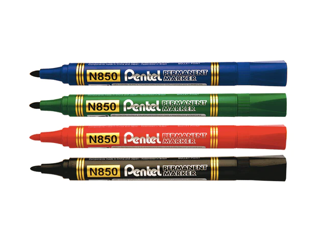 Pentel N850 Bullet Tip Permanent Marker, Assorted (Pack of 4)