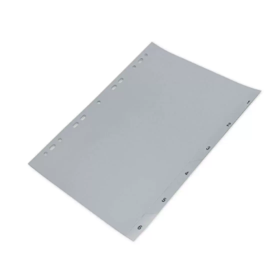 Pack of 50 Pieces PP Divider, (1-6) English, Size A4 Grey