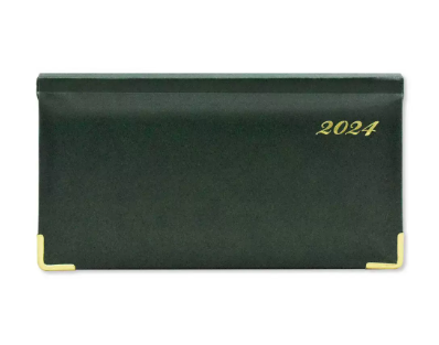 Fis 2024 Golden Slim English Diary Vinyl, 1 Side Padded Green -FSDI52EG24GR