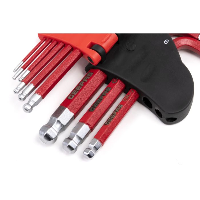 Geepas GT59028 Hex Key Set 9Pc - Portable Durable Material Short Arm 1.5mm To 10mm Metric Ball Point Hex Key Set For Hexagon Sockets | Ideal For DiYers, Mechanics & More