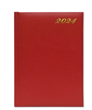 Fis 2024 A5 Diary,Vinyl, English 1 Side Padded Red -FSDI18E24RE