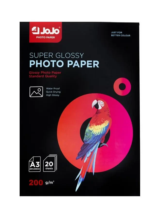 Jojo A3 Size Super Glossy Waterproof Photo Paper For All Inkjet Printer 20 Sheets