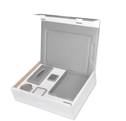 7-Piece FIS Executive Desk Set Italian PU, Grey - FSDS171GY