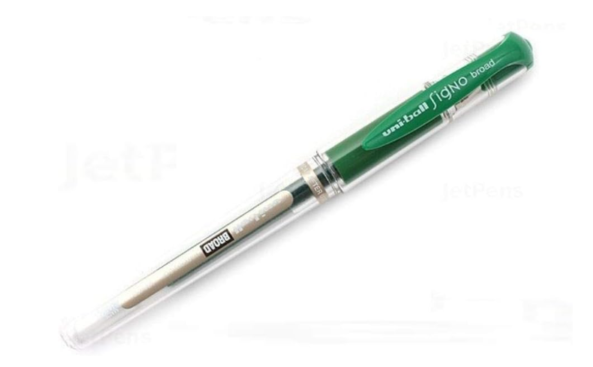 Uni-ball Signo Broad UM153 Gel Pen (Green Ink, Pack of 12)