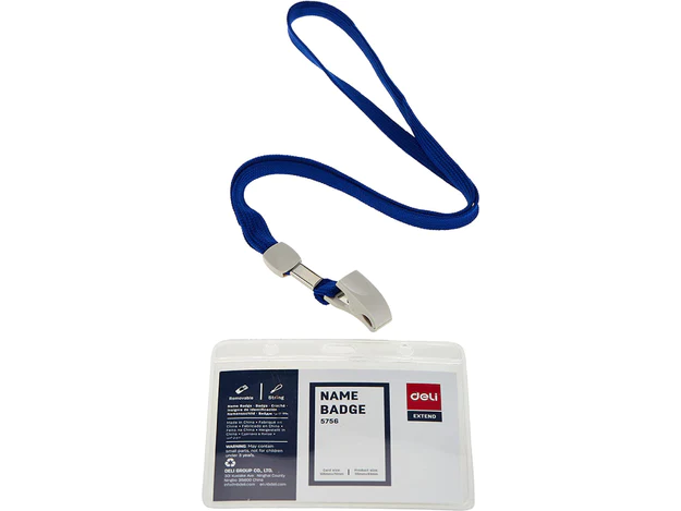 Deli ID Name Badge with Lanyard, Blue Color, 50pcs/box [E5756]