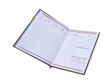 FIS Executive Diary 2024 Arabic/English/French (1-Week at a glance) Vinyl, 1-Side Padded, Cover, Brown - FSDI34AE24BR