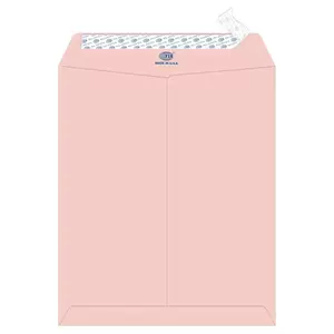 FIS Laid Paper Envelopes Peel & Seal, Pack of 50 Pcs. Pink Color, 12 x 10 Inch, 100 GSM - FSEE1034PBPI50