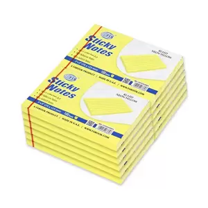 FIS Sticky Note Pad, 3X5 inches, Pack of 12, Ruled Neon Yellow -FSPO3X5RNYL