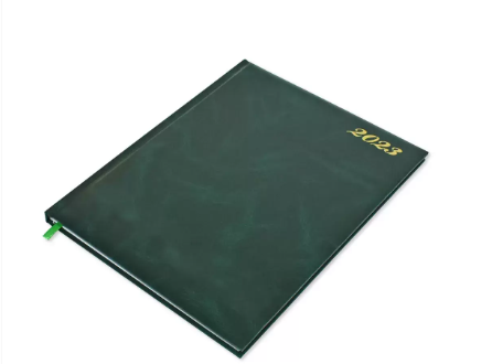 FIS Executive Diary 2023 English/French (1-Week at a glance) Vinyl, 1-Side Padded, Cover, Green - FSDI34E23GR