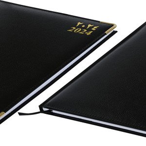 FIS 2024 Executive Diary Arabic/English/French Vinyl Padded Sewn Cover (1-Week at a Glance) Black - FSDI35AE23BK