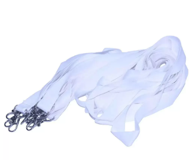 10-Piece FIS Flat Lanyard White with Metal Hook 2X90cm - FSNA01-2CM/10