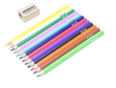 Fis Jumbo Color Pencils With Wooden Sharpener (12 Color Pencils), Set Of 12 Pieces