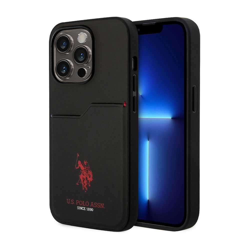 U.S.Polo Assn. PU Card Slot DH Hard Case for iPhone 14 Pro Max (6.7") - Black
