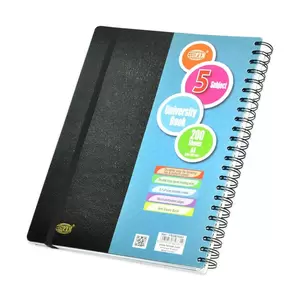 FIS Spiral Hard Cover University Books With Elastic Band & Round Corners, 200 Sheets, Arabic Opening, 5 Subject, A4 Size - FSUB16A5