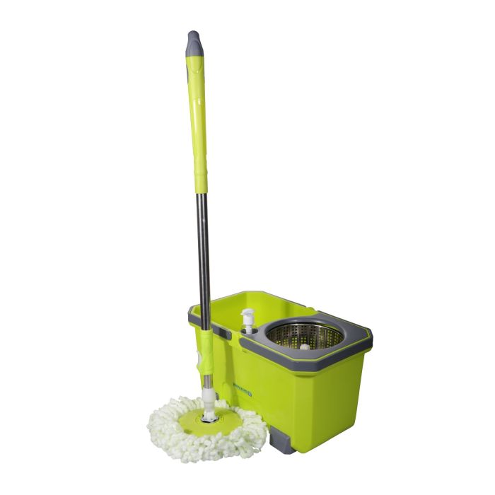Royalford RF9595 Mop And Bucket Set - Modern Spin 360 Degree Spinning Mop Bucket Home Cleaner| Extended Easy Press Stainless Steel Handle And Easy Wring Dryer Basket For Home Kitchen Floor Cleaning