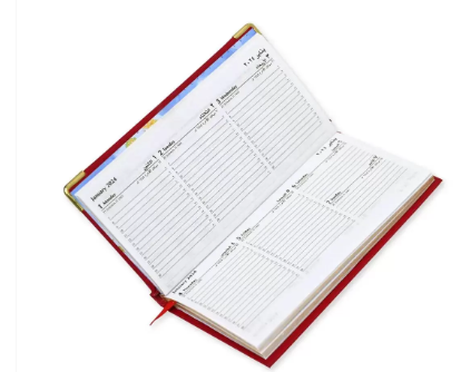 FIS 2024 Golden Slim Arabic English Diary Vinyl, 1 Side Padded Red -FSDI52AEG24RE