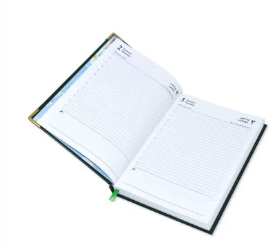 Fis 2023 A5 Diary,Gold Corenrs, (Arabic/English) Vinyl 1Side Padded Green -FSDI22AE23GR