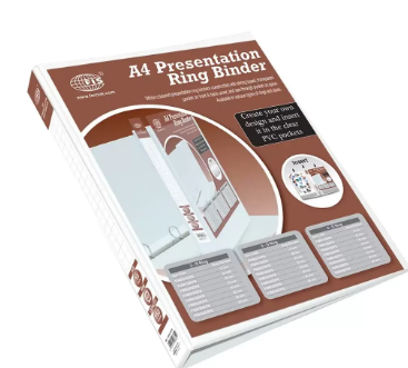 FIS Presentation Binder 4D Ring, A4 Size, 15mm Ring Size, 1.25 Inch Spine Colonne - FSBD415DPB