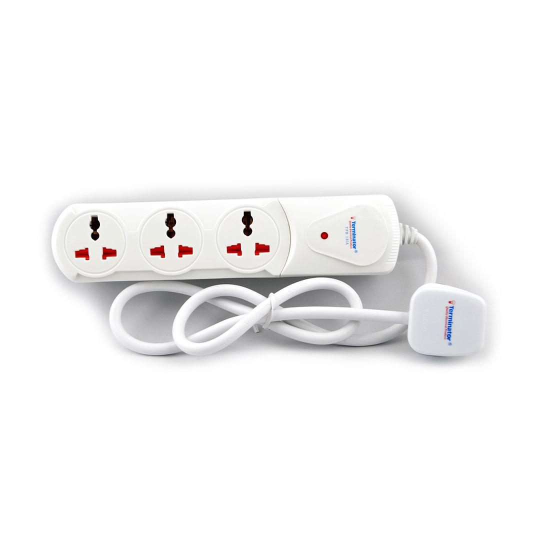 3 Way Universal Extension Socket With LED 5M Cable
