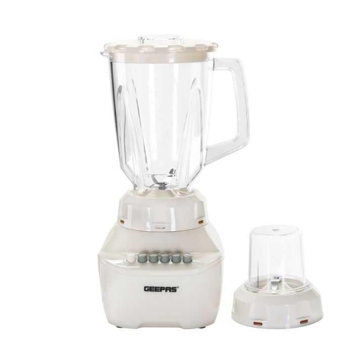 Geepas GSB5409 250W 2 In 1 Blender - Stainless Steel Blades, 4 Speed Control With Pulse | Over Heat Protection| Ice Crusher, Chopper, Coffee Grinder & More