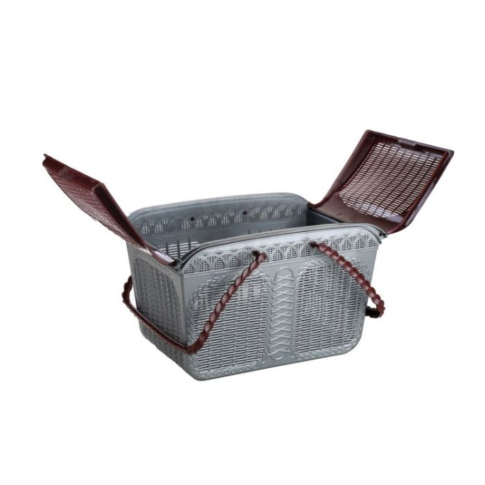 Royalford Large Plastic Picnic Basket- RF11348| Multi-Purpose Utility Basket With Handles And Lid| Break-Resistant, Light-Weight, Durable, Portable And Stylish Construction| Large Space Perfect For St