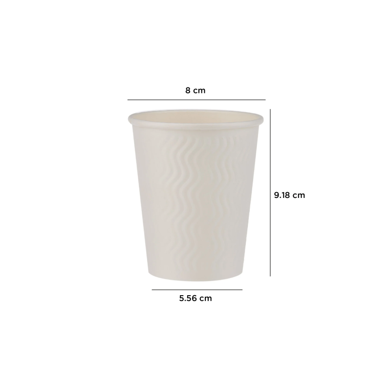 8 Oz White Embossed Paper Cup With Lid