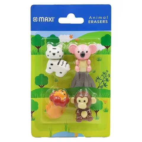 Maxi Animals Eraser 4 PCS