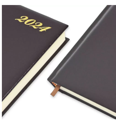 FIS Bonded Leather Diary 2024 (English) Burgundy, A4 - FSDI40EBI24BU