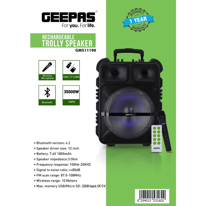 Rechargeable Trolley Speaker GMS11190