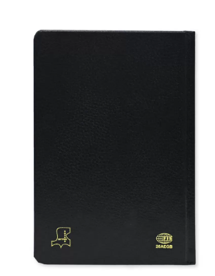 FIS A5 Diary 2024 (Arabic/English) Golden Bonded Leather, Black - FSDI26AEGB24BK