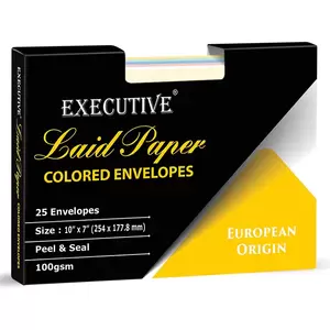 FIS Executive Laid Paper Envelopes Peel & Seal, Pack of 25 Pcs. Assorted Colors, 10 x 7 inch Size, 100 GSM - FSEE1033PB625