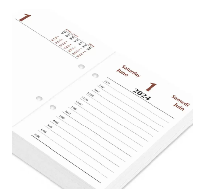 FIS 2024 Block Calendar, English & French, 1 Day Per Sheet , 60 GSM White Paper - FSBCEF24