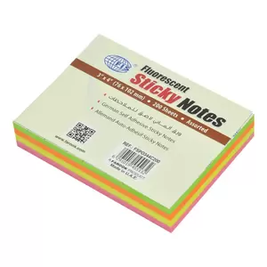 FIS Sticky Note, 4 Assorted Fluorescent Colours, Size 3 x 4 Inch, 200 Sheets, Quantity per Pack 6 - FSPO344C200