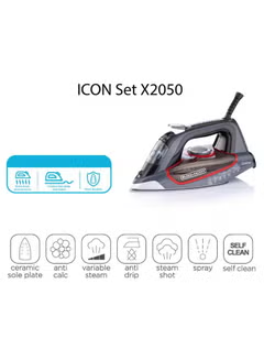 Steam Iron with Ceramic Soleplate/Anti-Drip/Auto Shut-Off/Self Clean Function 380.0 ml 2200.0 W IN2050-B5 Grey/Black