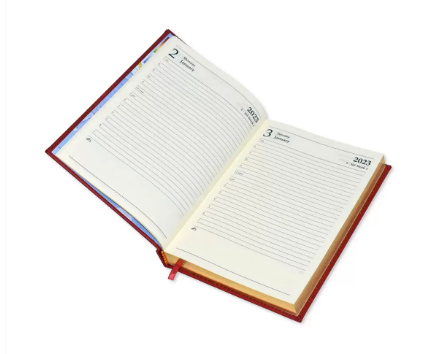 FIS A5 Diary 2023 (English) Golden Bonded Leather, Black - FSDI26EGB23BK