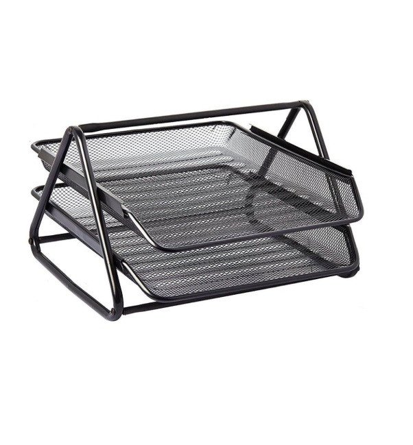 Partner 2-Tier Metal Mesh Document Tray Black