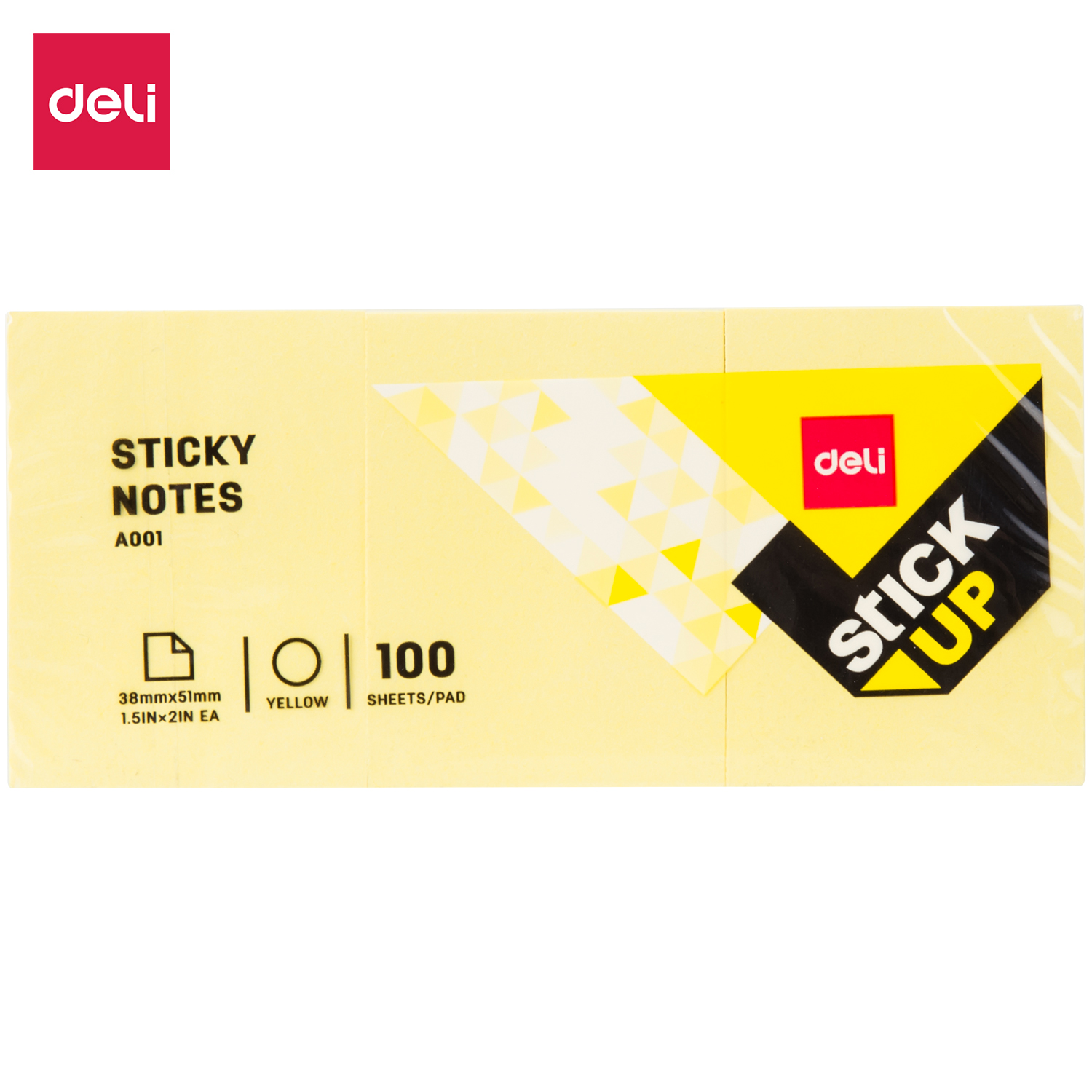 Deli EA00153 Sticky Notes, 1.5 x 2-inch, Yellow