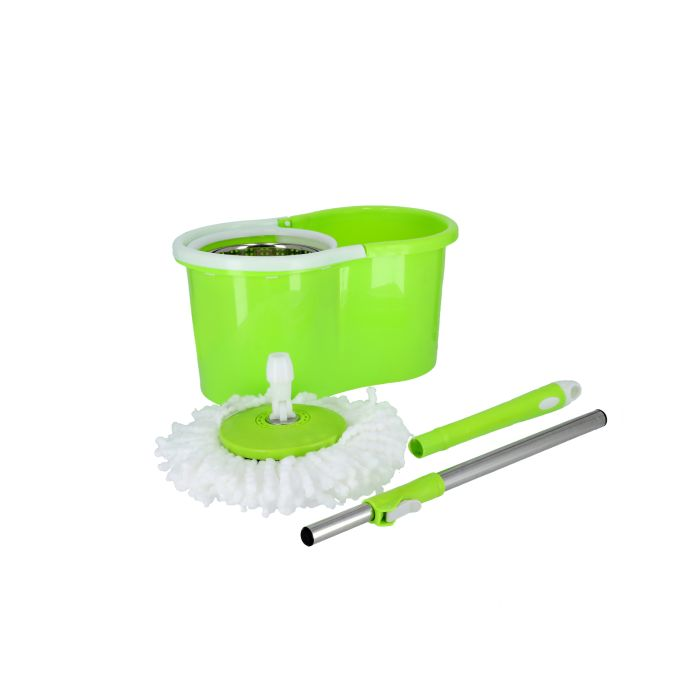 Royalford RF7709 Mop And Bucket Set - Portable Modern Spin 360 Degree Spinning Mop Bucket Home Cleaner| Extended Easy Press Stainless Steel Handle And Easy Wring Dryer Basket For Home Kitchen Floor Cl