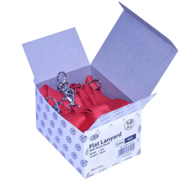 10-Piece FIS Flat Lanyard Red with Metal Hook 2X90cm - FSNA07-2CM/10