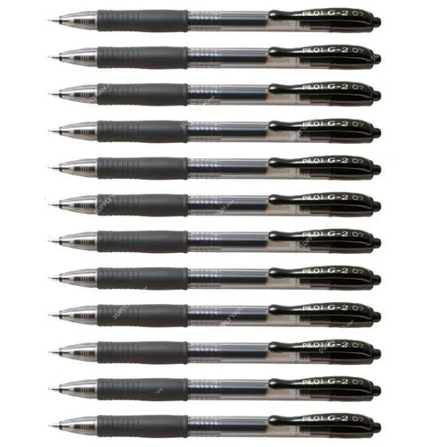 Pilot Retractable Gel Pen, BL-G2-7-B, 0.7MM, Black, Pack of 12