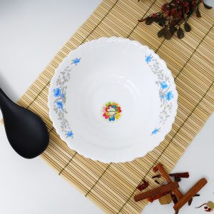 Royalford Opal Ware Romantic Soup Bowl - Opalware - White - 10 INCH