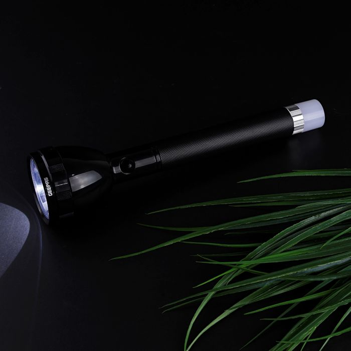 Geepas Rechargeable CREE LED Flashlight 2400 MAh Battery 178.5 Mm- Hyper Bright White Long Range Portable Torch High Beam | Pocket Flashlight With Aluminium Reflector