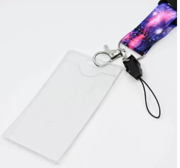 FIS Bag of 5 Assorted Fancy Lanyard With Metal Hook Width:2.5CM, Length:90CM with 5 Transperent Name Badge 62x102 MM Assorted Color -FSNAF-5