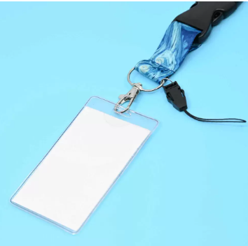 FIS Bag of 1 Fancy Lanyard With Metal Hook Width:2.5CM, Length:90CM with Transperent Name Badge 62x102 MM Deep sea Blue Color -FSNAF3-1