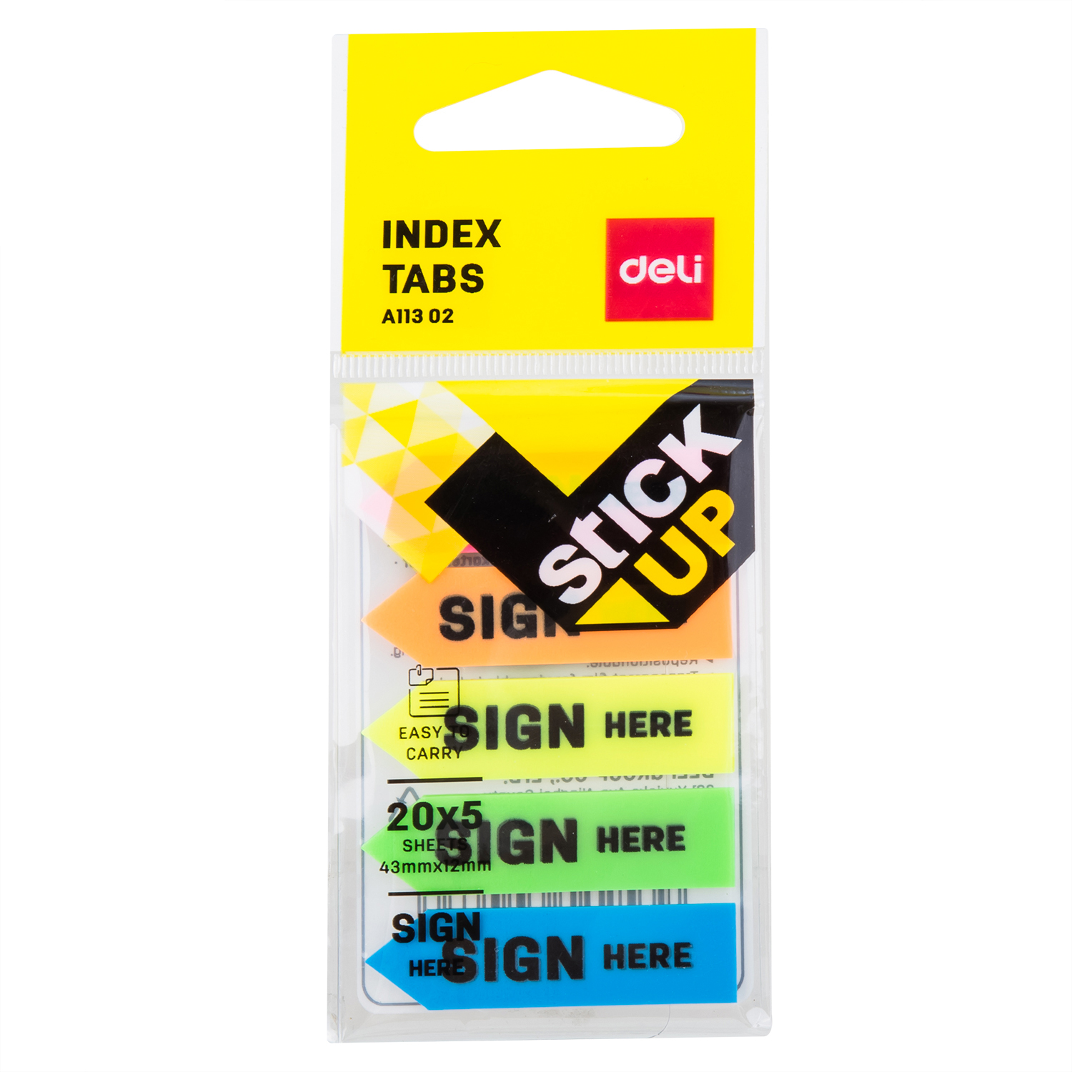 Deli 100-Sheets Sign Here Index Tabs, 44 mm x 12 mm Size, Multicolour