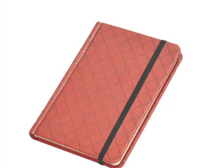 FIS Notebook With Elastic Band Italian PU Cover, Ivory Paper, 5 mm Square, Maroon Color, 96 Sheets With Gift Box, A6 Size