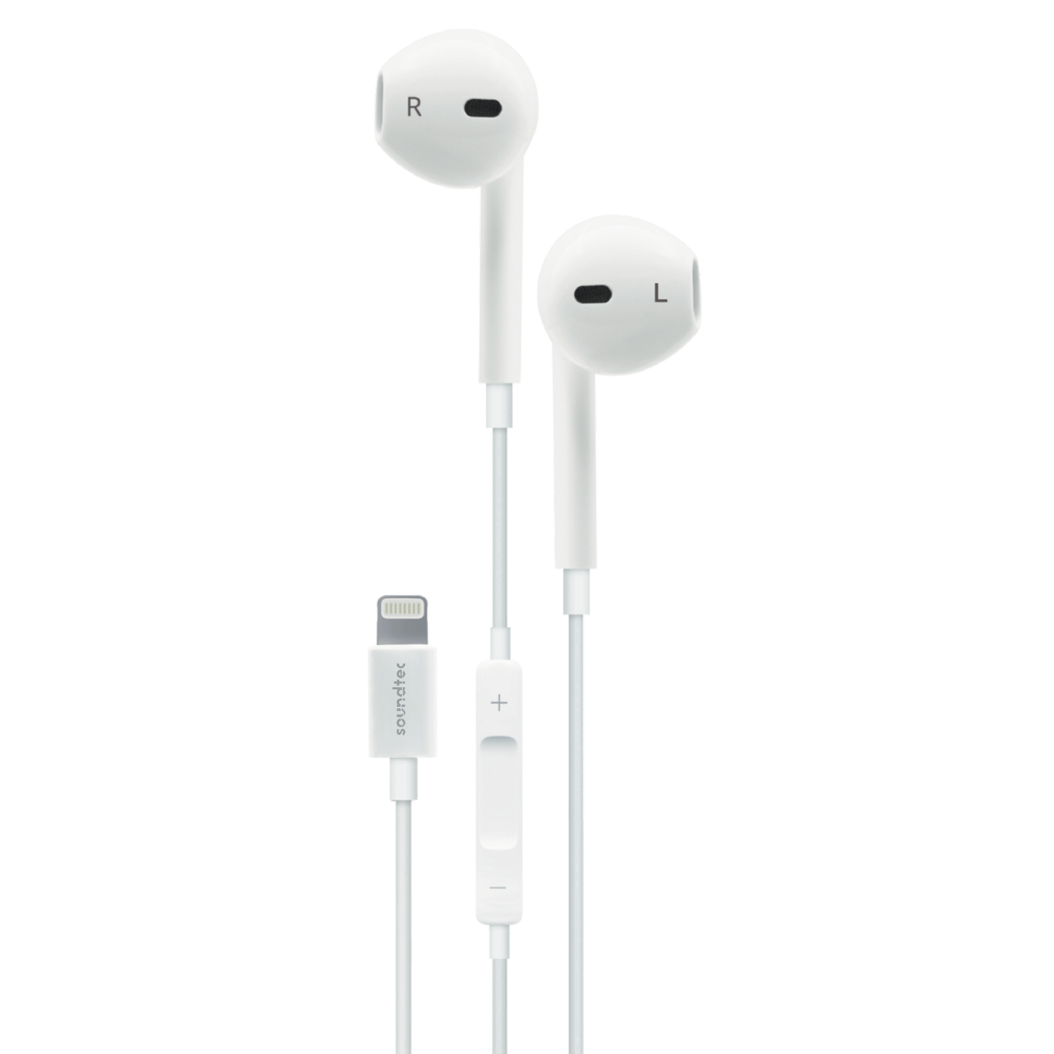 Porodo Soundtec Stereo Earphones with Lightning Connector 1.2m - White