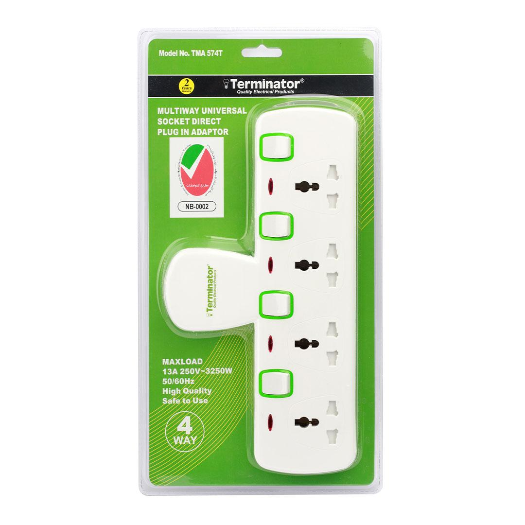 4 Way T-Socket Multi Adaptor with Individual Switches & Indicators