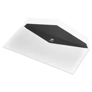 FIS Pack of 25 White Envelopes, 100 GSM, Size 4 X 9 Inch, Glued, Window Black Inner Print, Color White